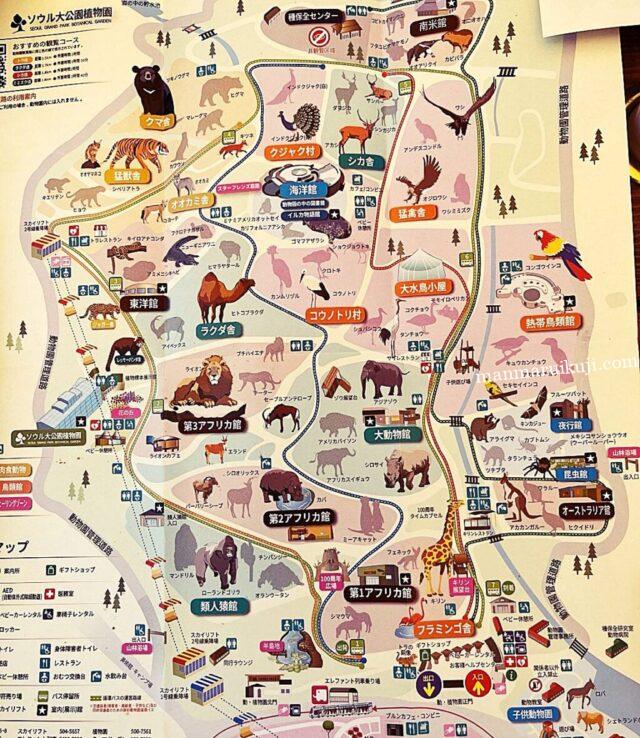 ソウル動物園の日本語版地図
