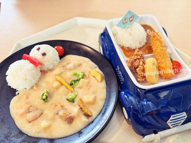 鈴鹿サーキットのフードコートで食べたキッズメニューと雪だるまシチュー