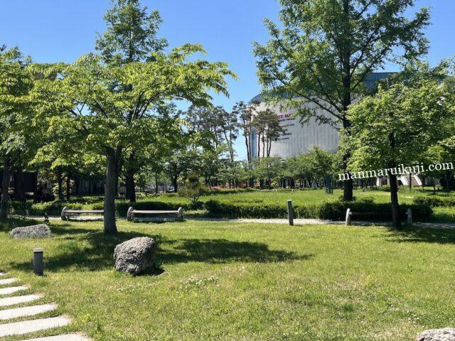 金浦ロッテモール直結の緑豊かな公園、スカイパーク