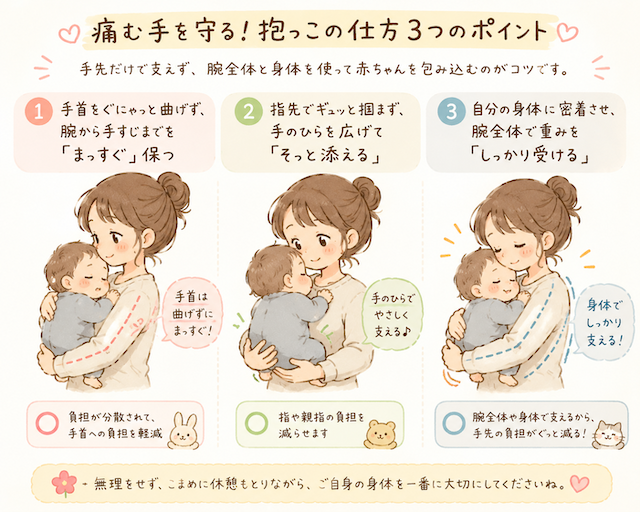 痛む手を守るために意識した「抱っこの仕方」